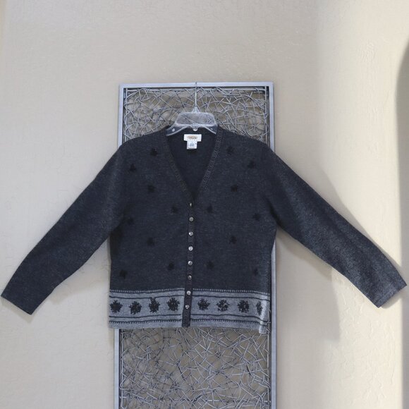 Talbots Petits 100% Lambswool Charcoal Cardigan. - Picture 1 of 5
